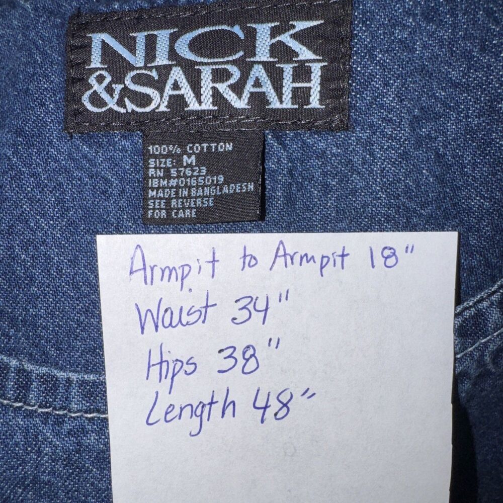 Nick & Sarah Blue Jean Denim Jumper Maxi Dress Med Side Flap Pocket Modest Boho - Picture 8 of 8